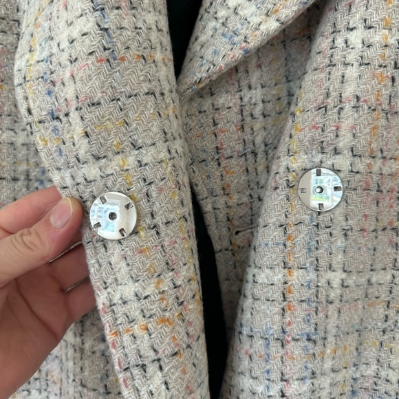 Karl Lagerfeld Cream Plaid Pea Coat - Picture 10 of 16